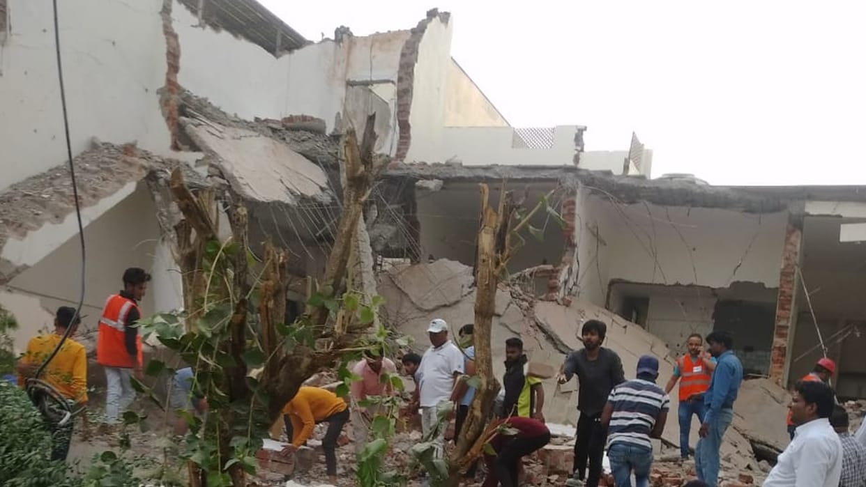 BHOPAL: Workers buried after a two-storey house collapses in Shahpura A sector, rescue work continues