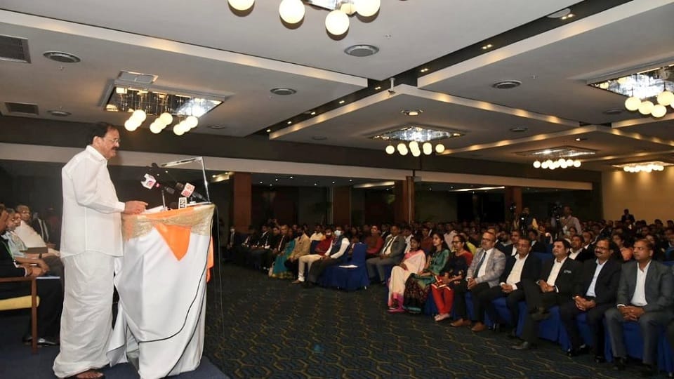 Vice President M Venkaiah Naidu addressed the Indian diaspora in Gabon