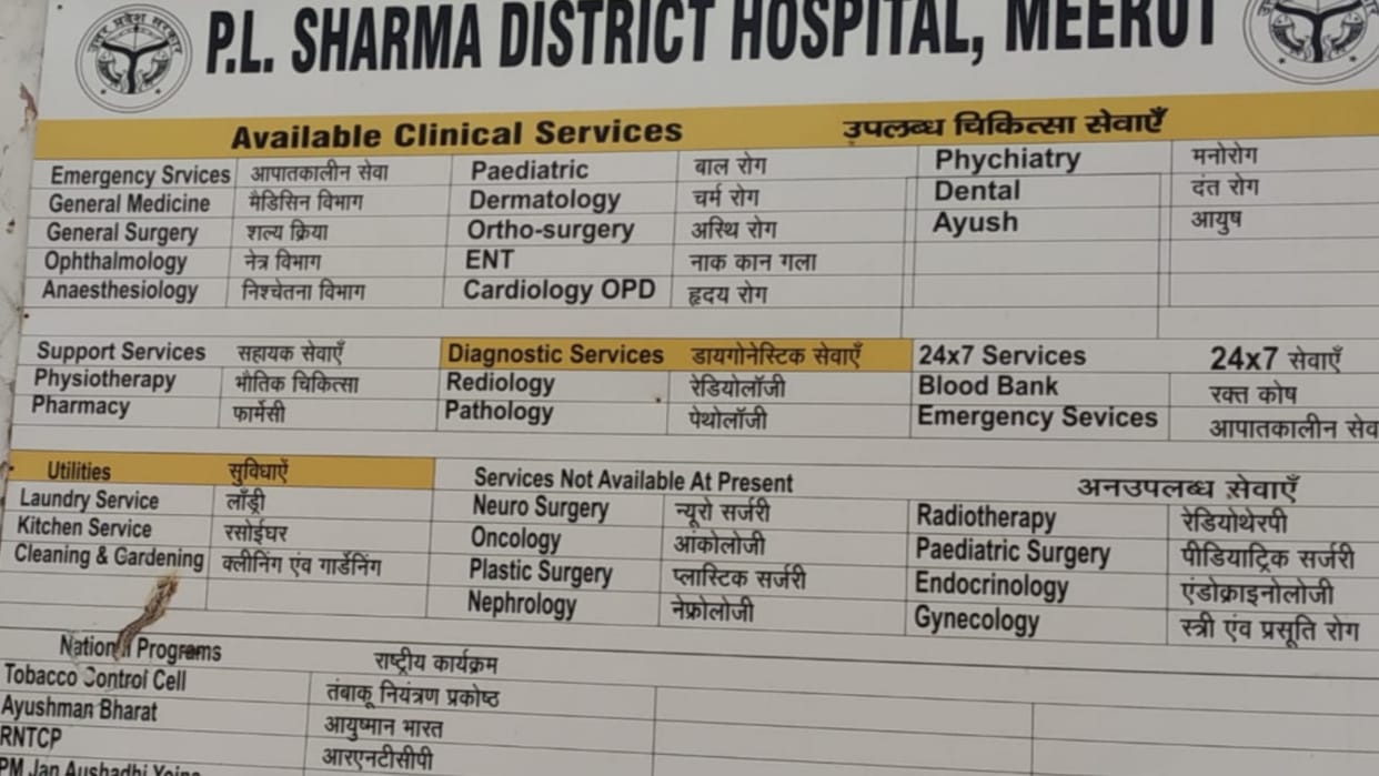 p l sharma district hospital meerut.. no hormones, cancer and kidney patients are treated here