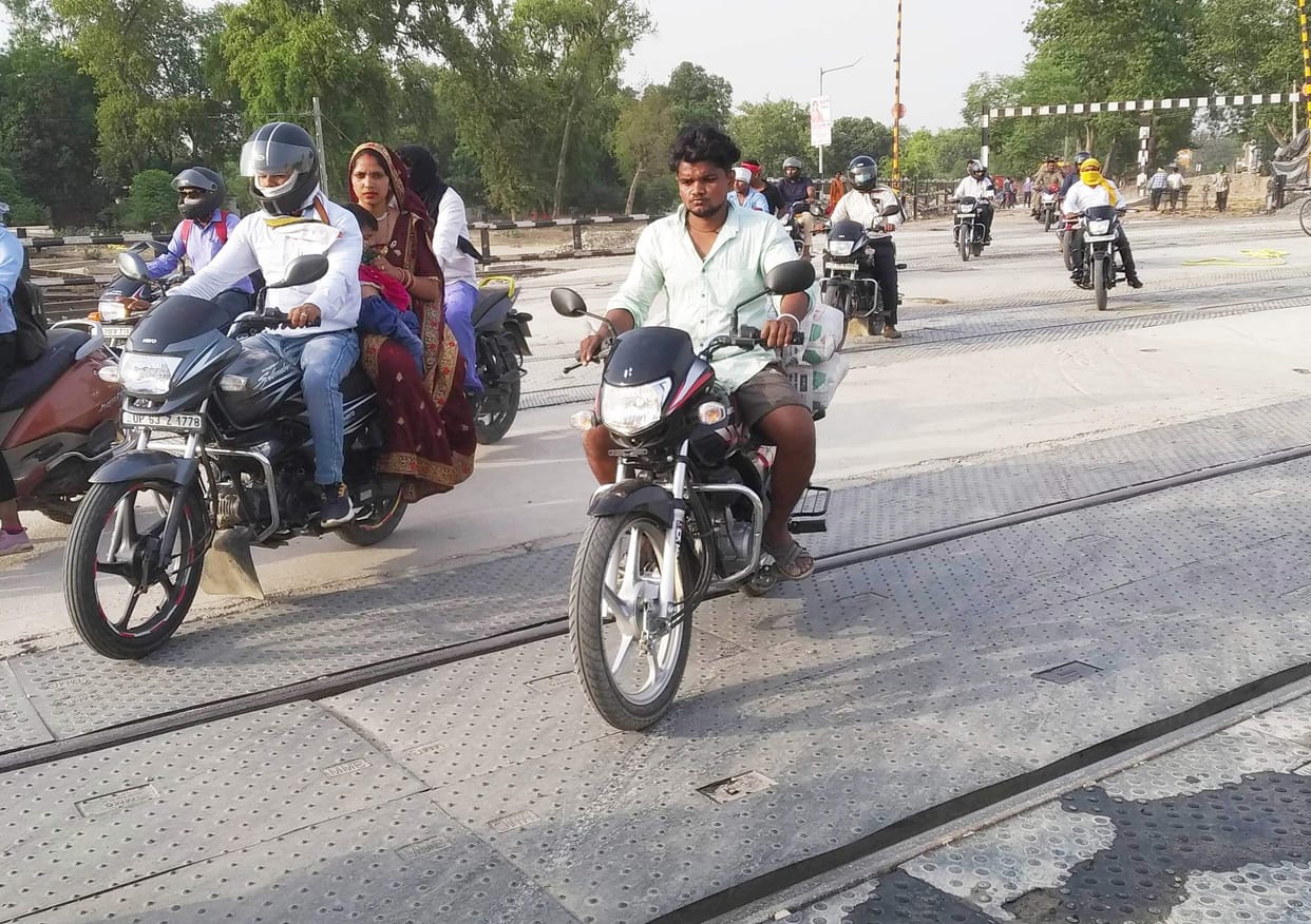 open railway gate for cycle-motorcycle