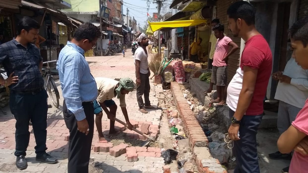 Scam in interlocking and drain construction work in Kot Bazar