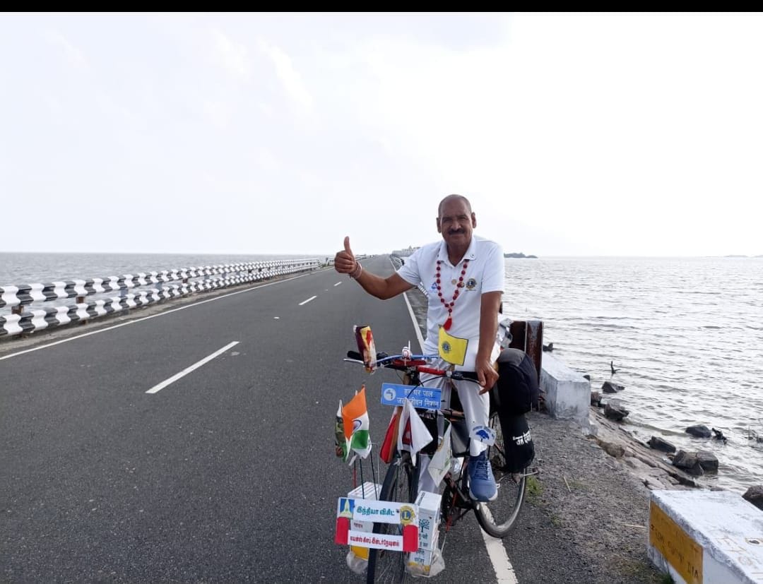 For water conservation, 15 and a half thousand km done on cycle in one and a half year. travel