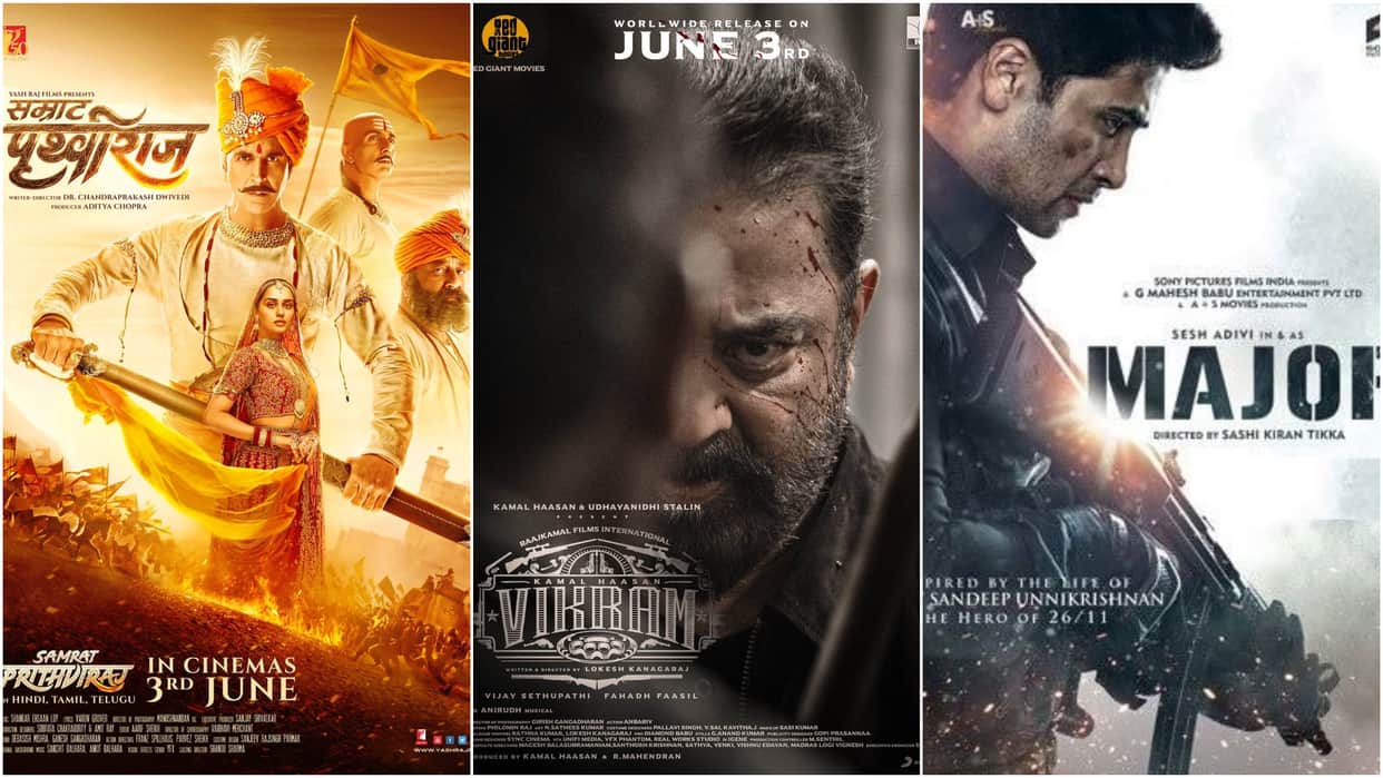 Advance Booking Samrat Prithviraj Box Office Collection Day 1 Major Vikram Akshay Kumar Movie Kamal Hassan Movie Adivi Sesh