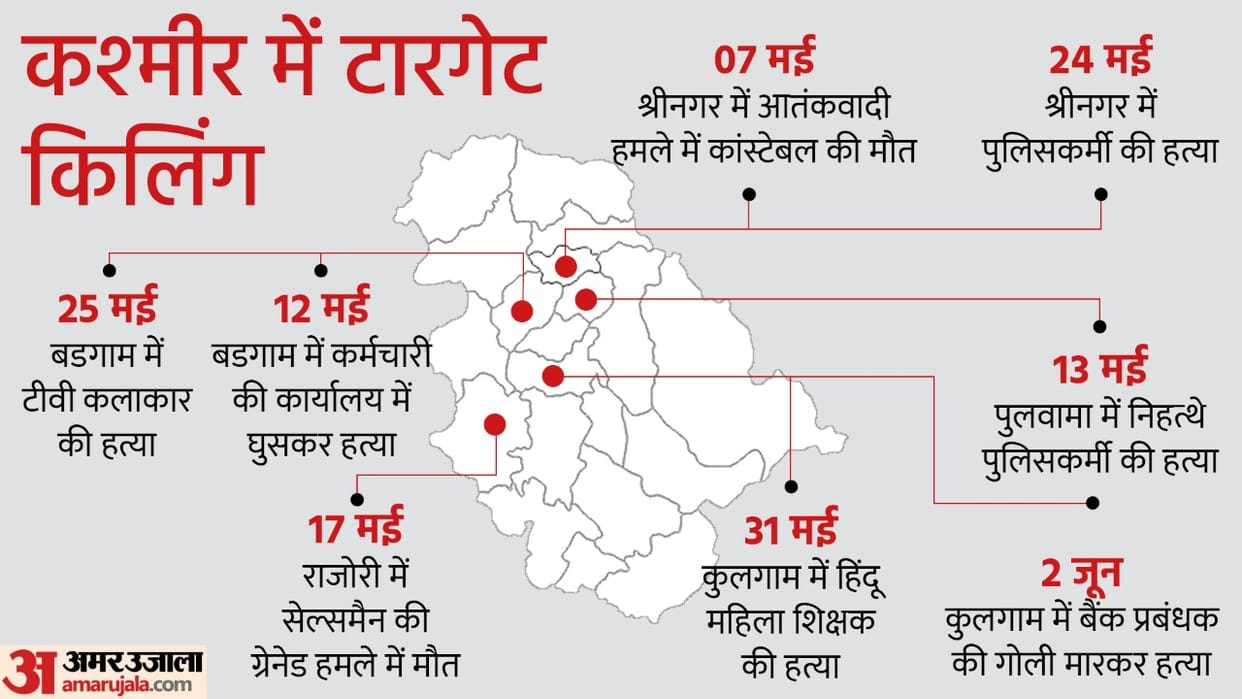 Target Killings in kashmir list Terrorists targeted and killed seven people in May month