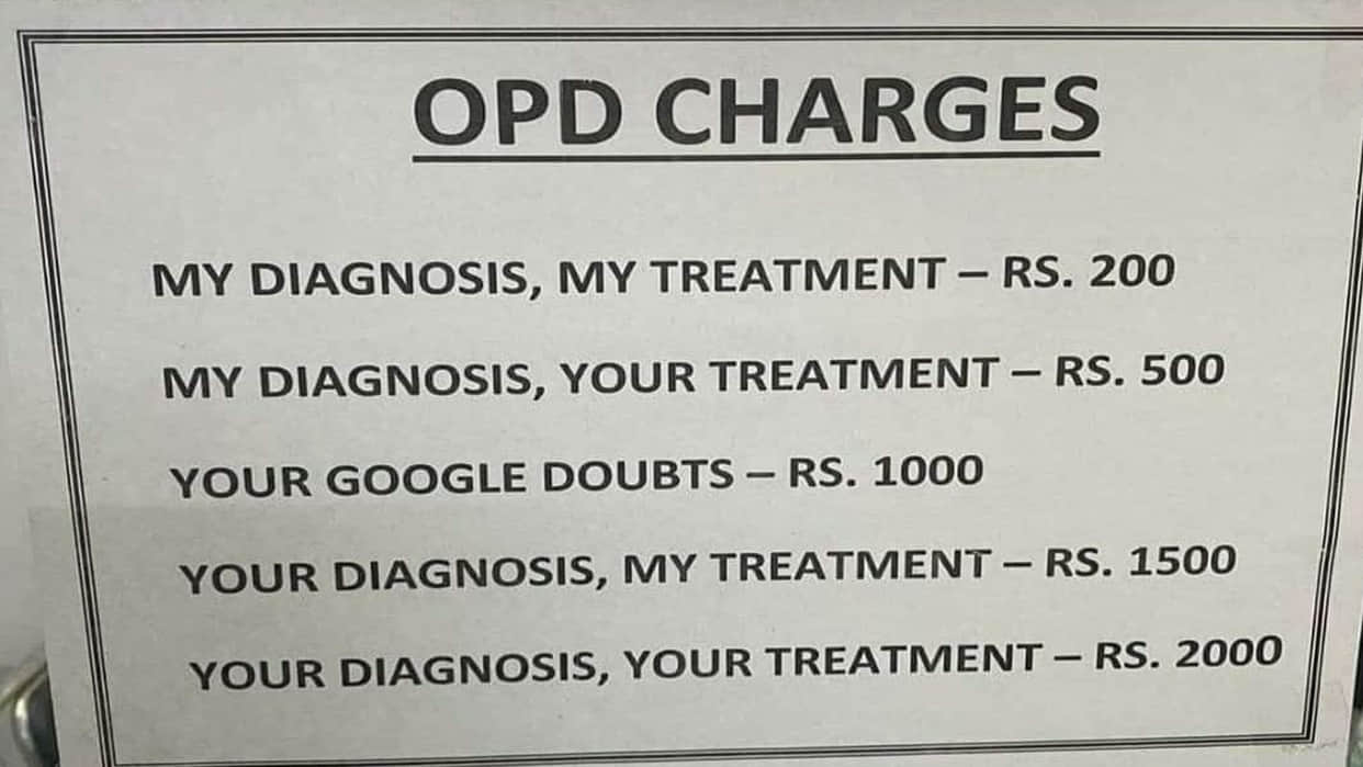 This Doctor’s OPD Consultation Fee Are Sarcasm at Its Best Totally Rational News in Hindi