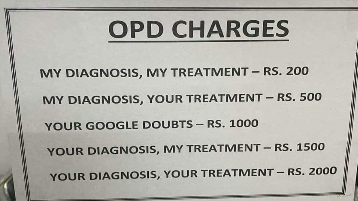 This Doctor’s OPD Consultation Fee Are Sarcasm at Its Best Totally Rational News in Hindi