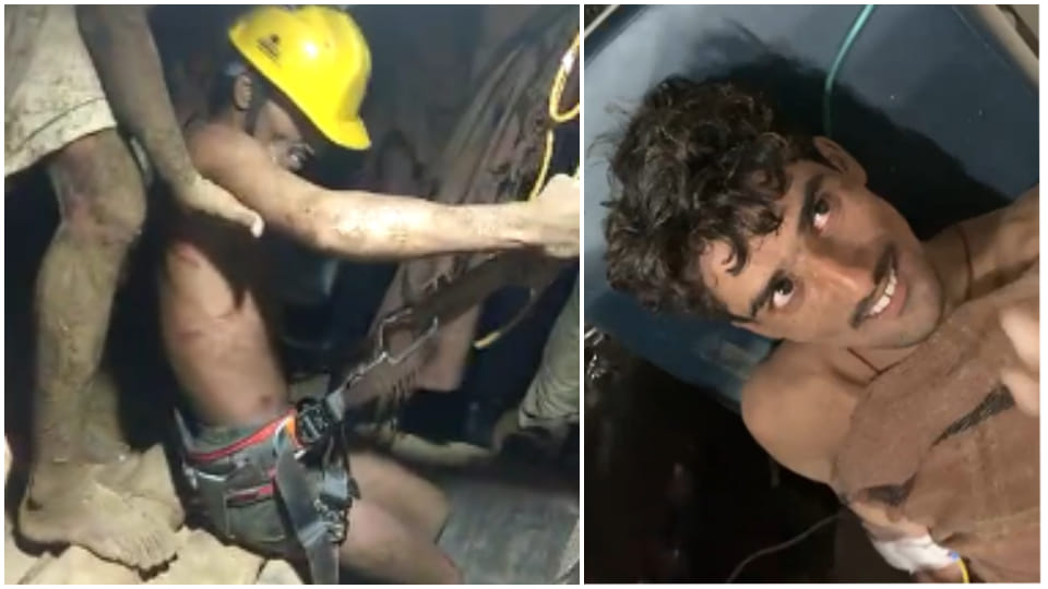 young man came out alive after 12 hours from 130 feet deep well in barmer