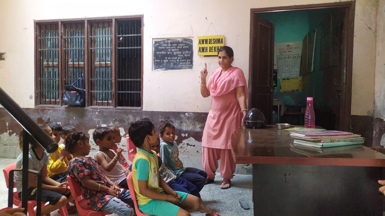 Holidays in schools, In the Anganwadi center, the newbies are learning how to be sweaty