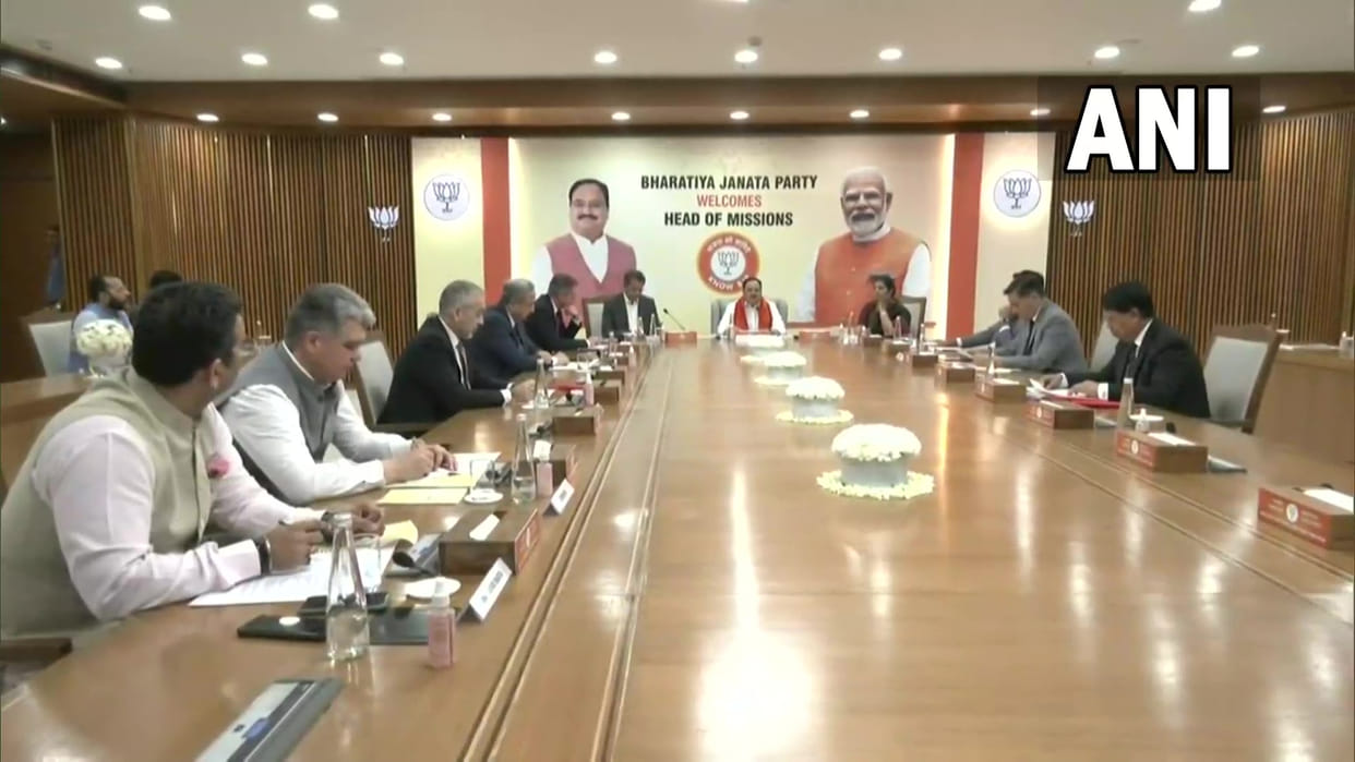 bjp chief jp nadda meeting with envoys of 7 countries at party headquarter in delhi