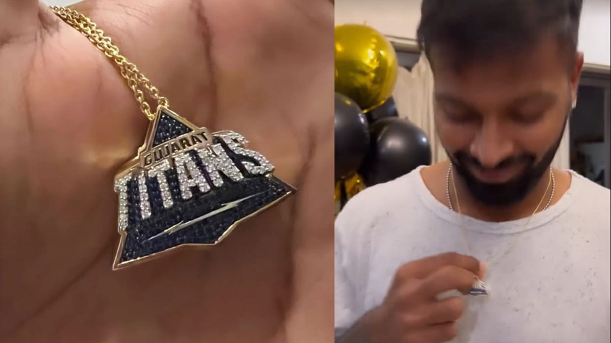 Hardik Pandya gets Champion Pendant from Special Fan after winning IPL Trophy for Gujarat titans