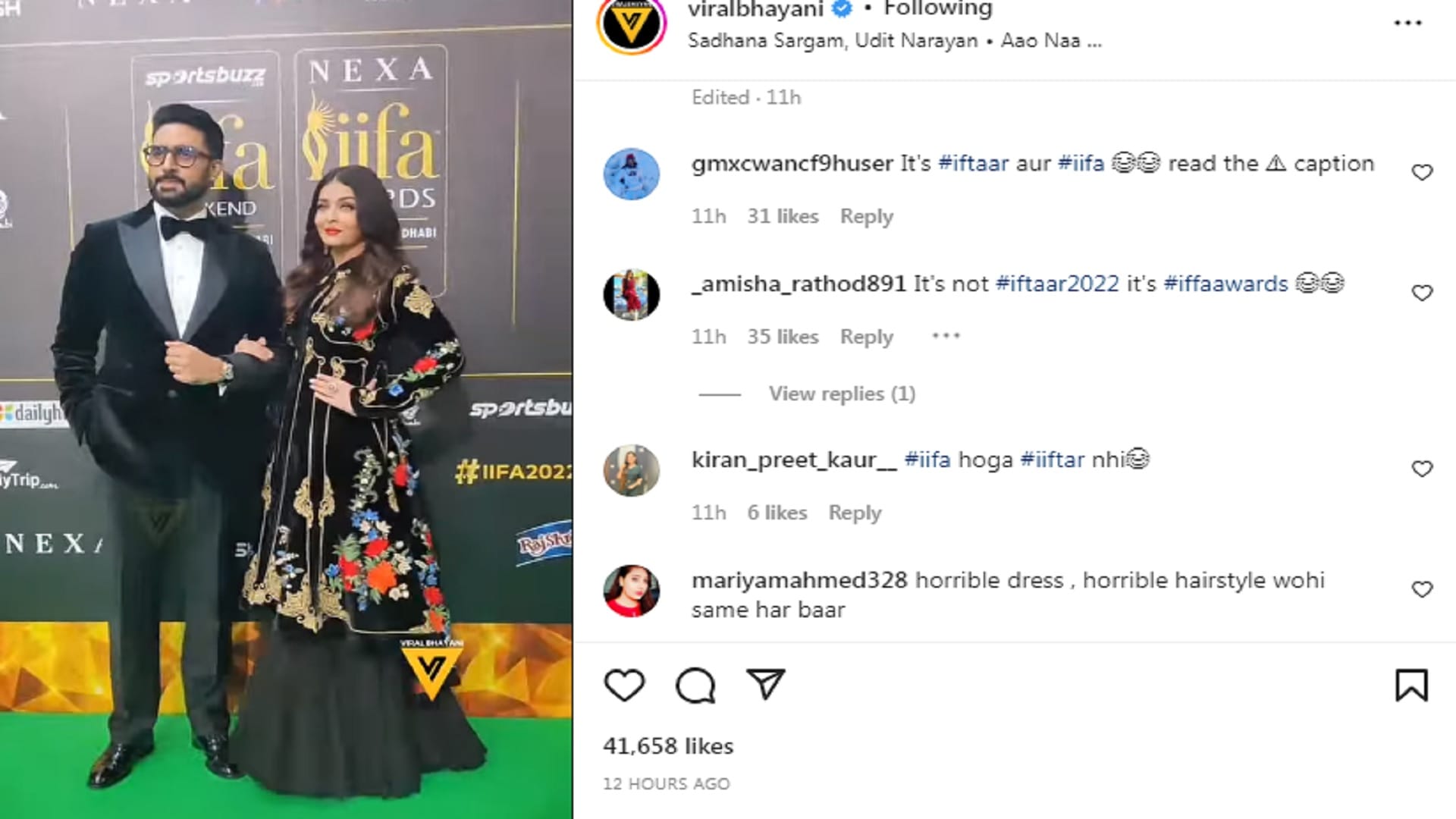 IIFA Awards 2022 Aiswarya Rai Trolled For Her Black Dress See in Photos News in Hindi