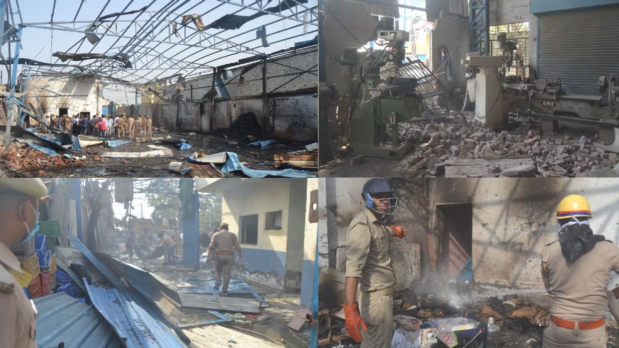 Hapur Explosion in Factory Dead bodies fell outside the firecracker factory by flying in the air see photos