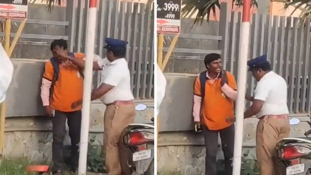 Traffic constable transferred in police control room for slapping food delivery man