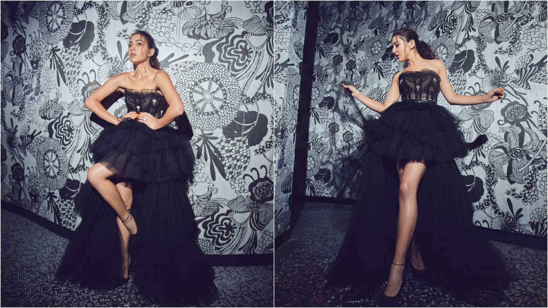iifa 2022 sara ali khan rocks at green carpet 17 lakh black strepless gown