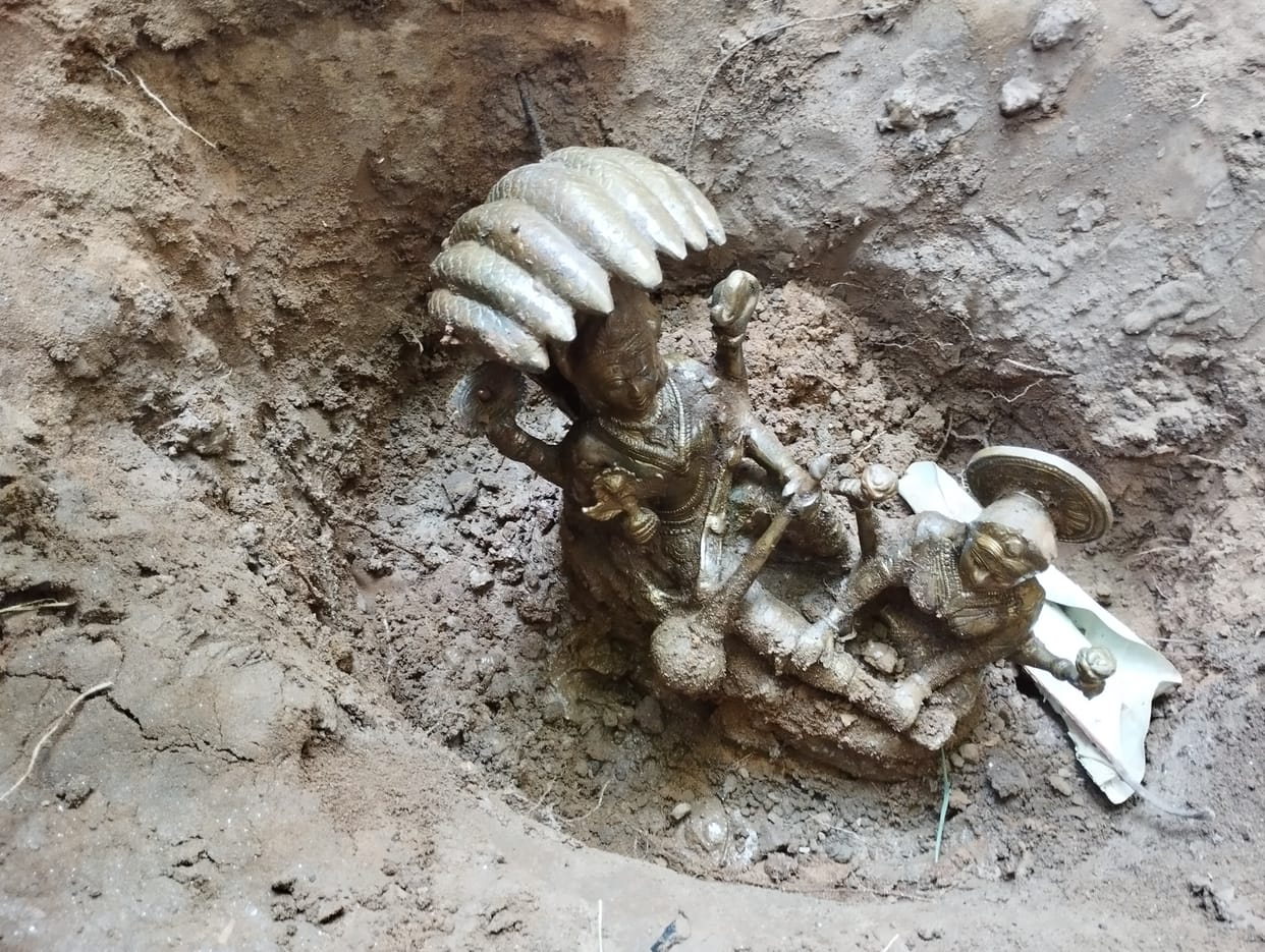The idol of Lord Vishnu came out while digging the foundation