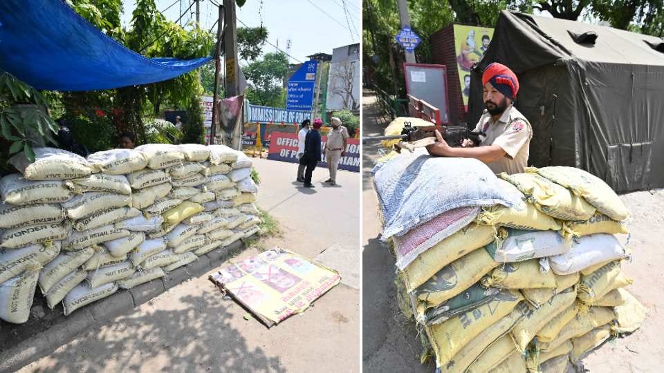 Police increased security around government buildings in Ludhiana