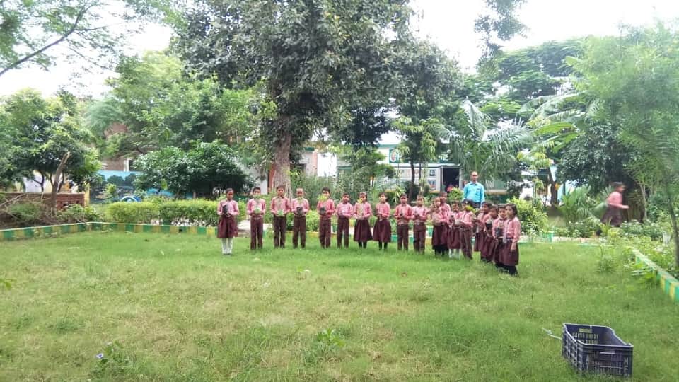 World environment day vacant land of the primary school into a garden by headmaster of the primary school Kithout Firozabad