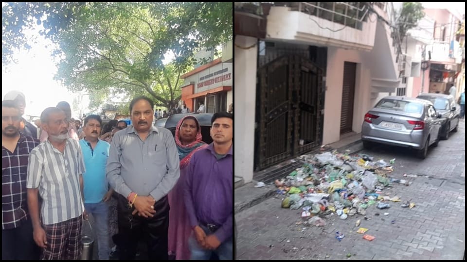 sanitation worker protest in jammu ward 24 against misbehave by leader son