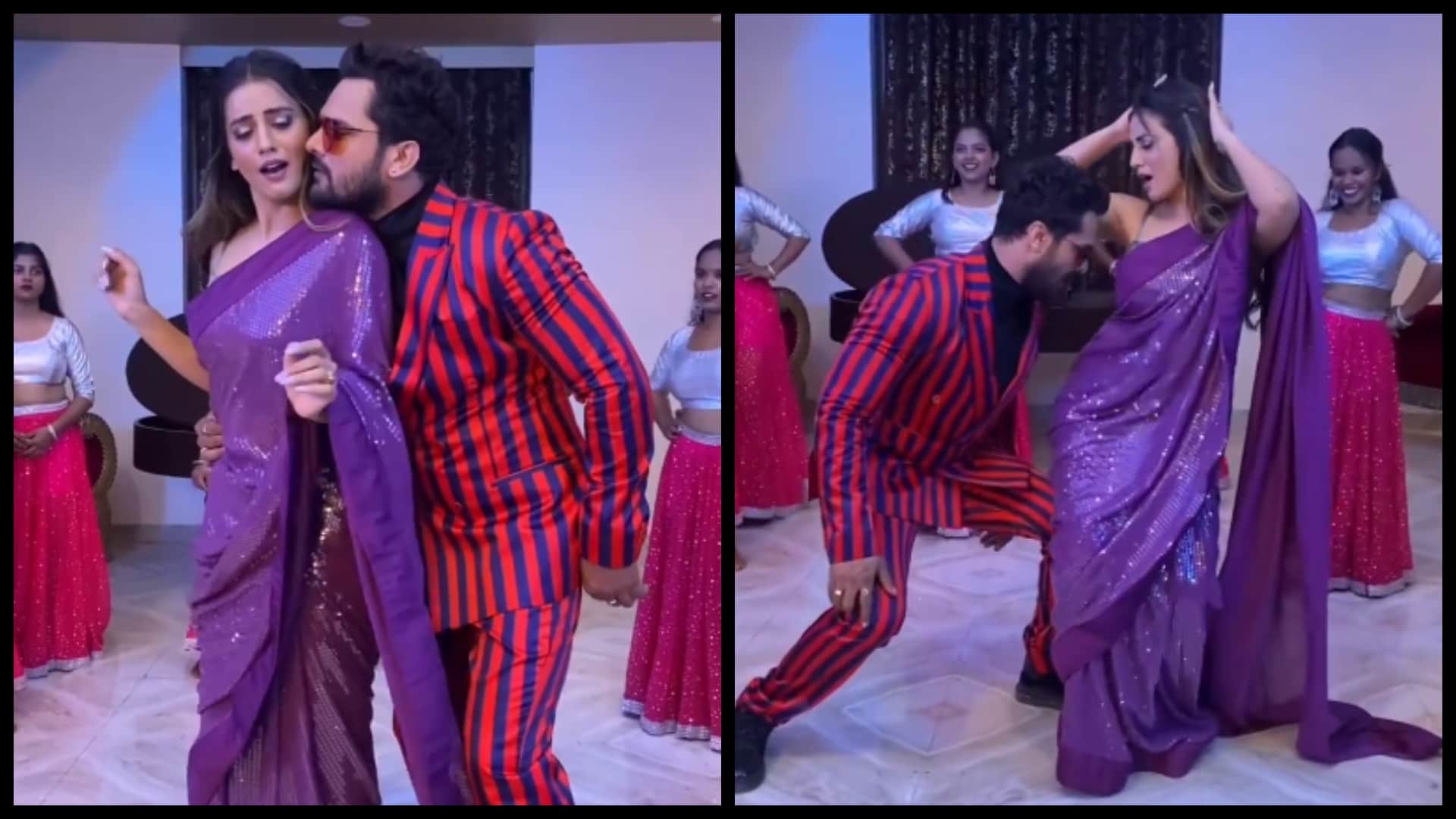 Bhojpuri: Khesari lal yadav dances with akshara singh on song aaja reel pe dekhawatani watch viral video here
