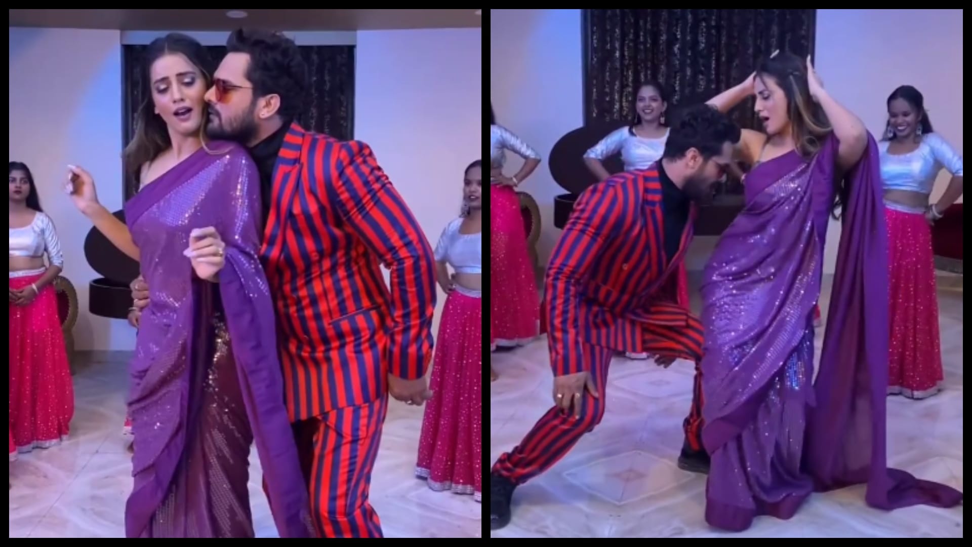Bhojpuri: Khesari lal yadav dances with akshara singh on song aaja reel pe dekhawatani watch viral video here