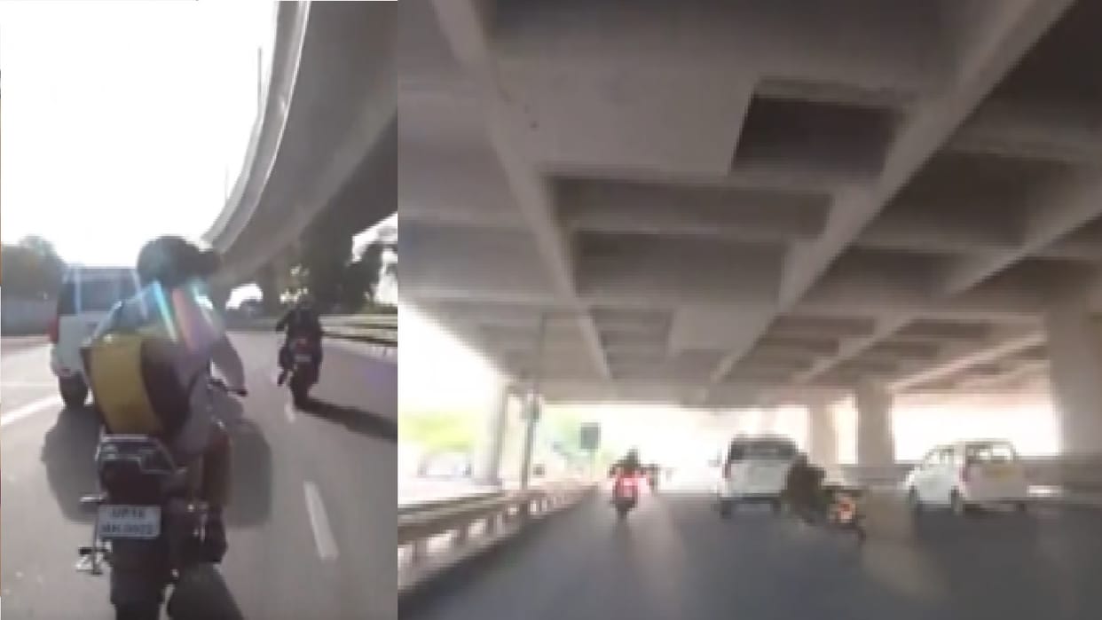 man hit biker with his four wheeler near Arjan Garh metro station in Delhi