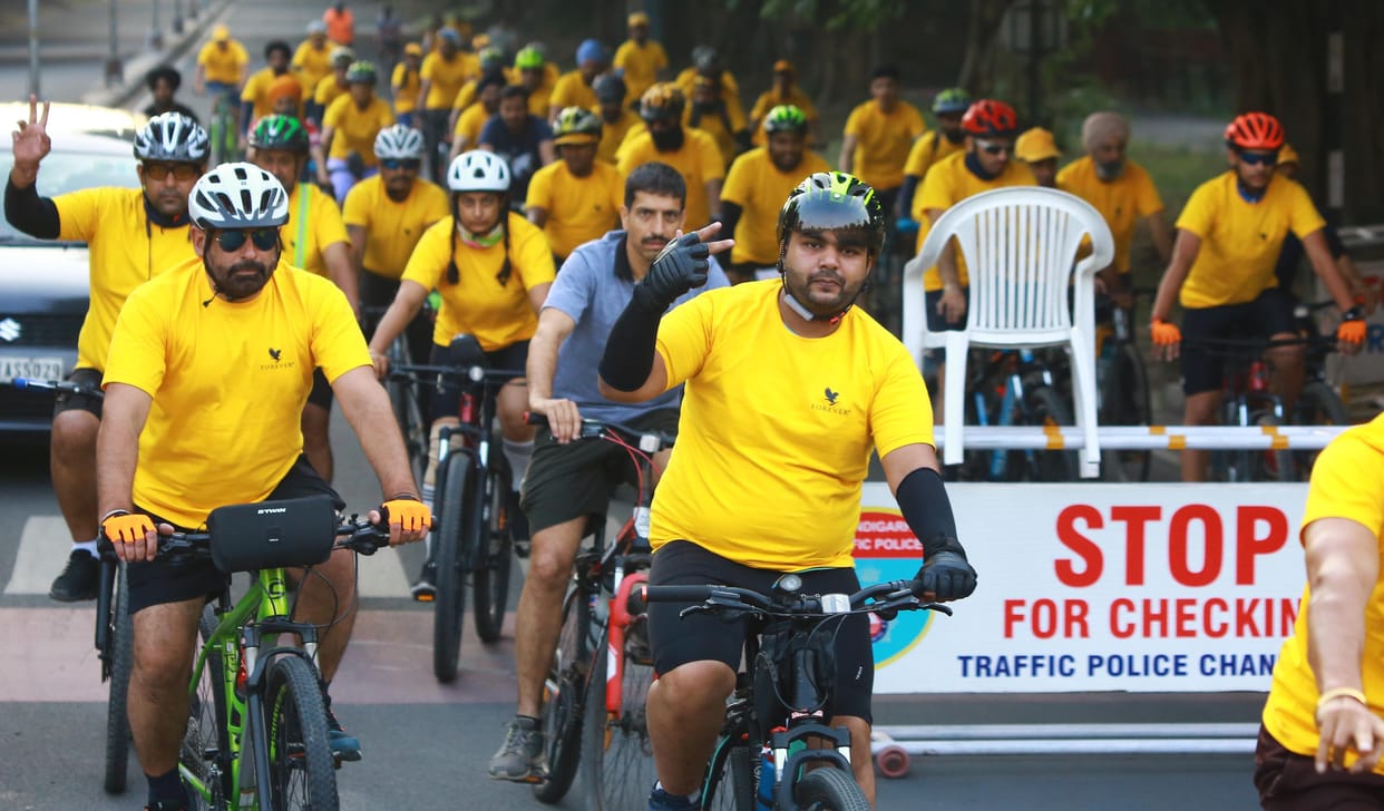 The message of saving the environment was given by taking out a cycle rally of 25 km from Rock Garden