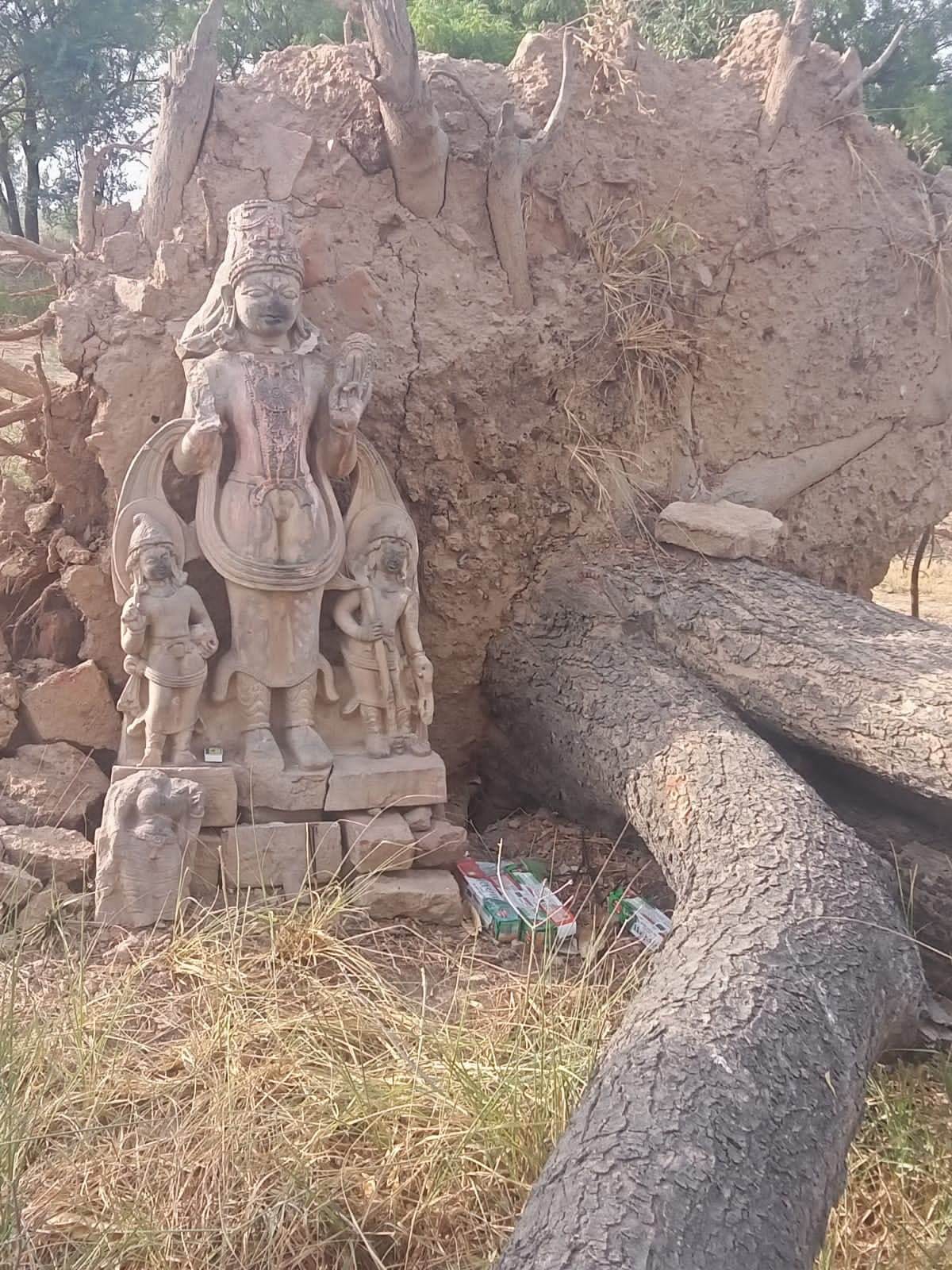 The idol came out in the digging of the pond, under police protection