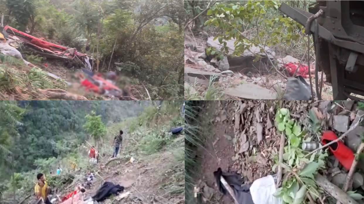 uttarakhand bus accident dead bodies were hanging on the trees See Photos