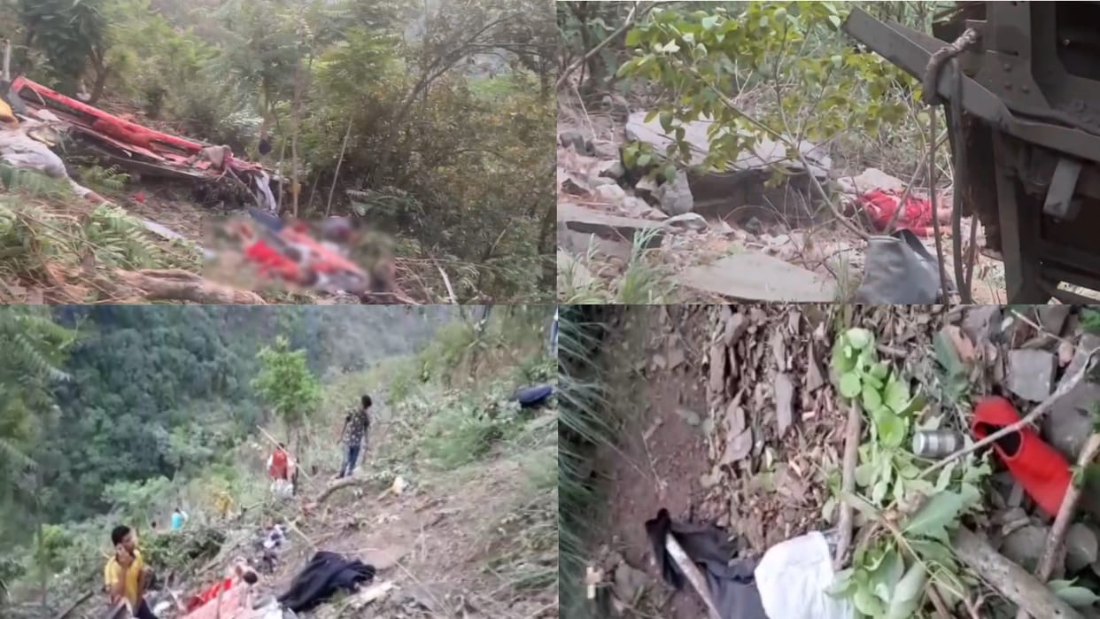 uttarakhand bus accident dead bodies were hanging on the trees See Photos