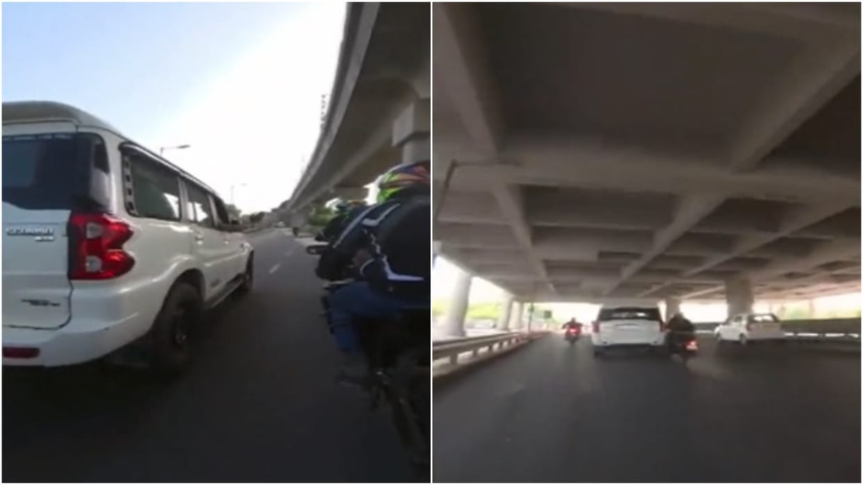 Man in four wheeler hits biker after argument in Delhi video goes viral