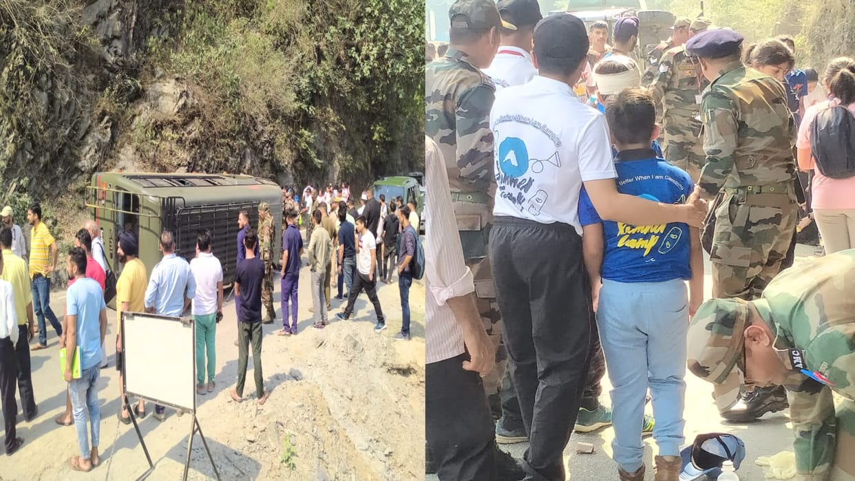 Accident Chamba: Army school van overturns on road, three children injured