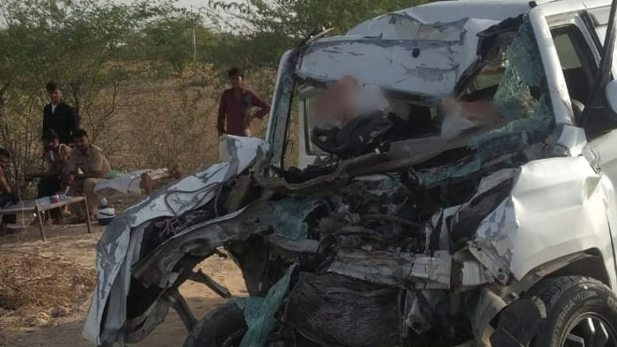 eight died due to car collided with truck on barmer highway everyone was going for marriage ceremony