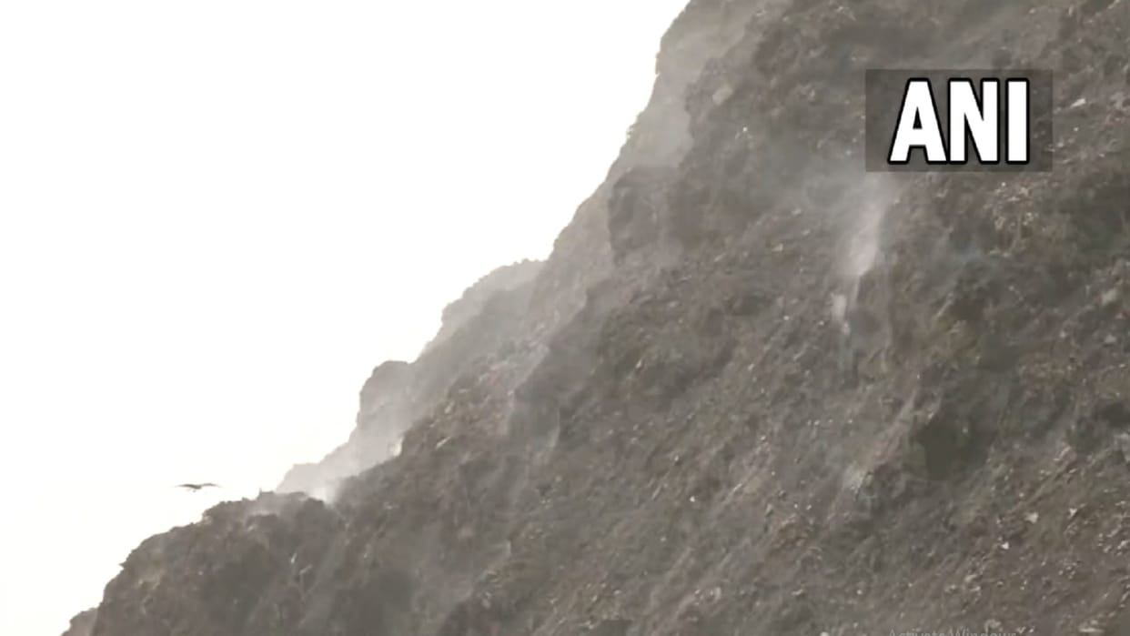 Plumes of smoke continue to rise from Bhalaswa Landfill Site