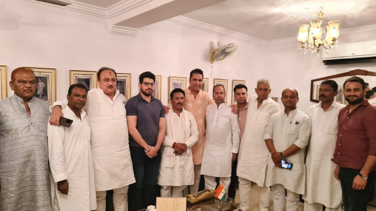 BJP candidate Ghanshyam Lodhi meets Congress leader Naved Mian in Rampur Lok Sabha by election