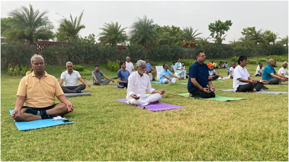 BJP MLAs living in enclosure did yoga meditation and exercise Jaipur Rajasthan