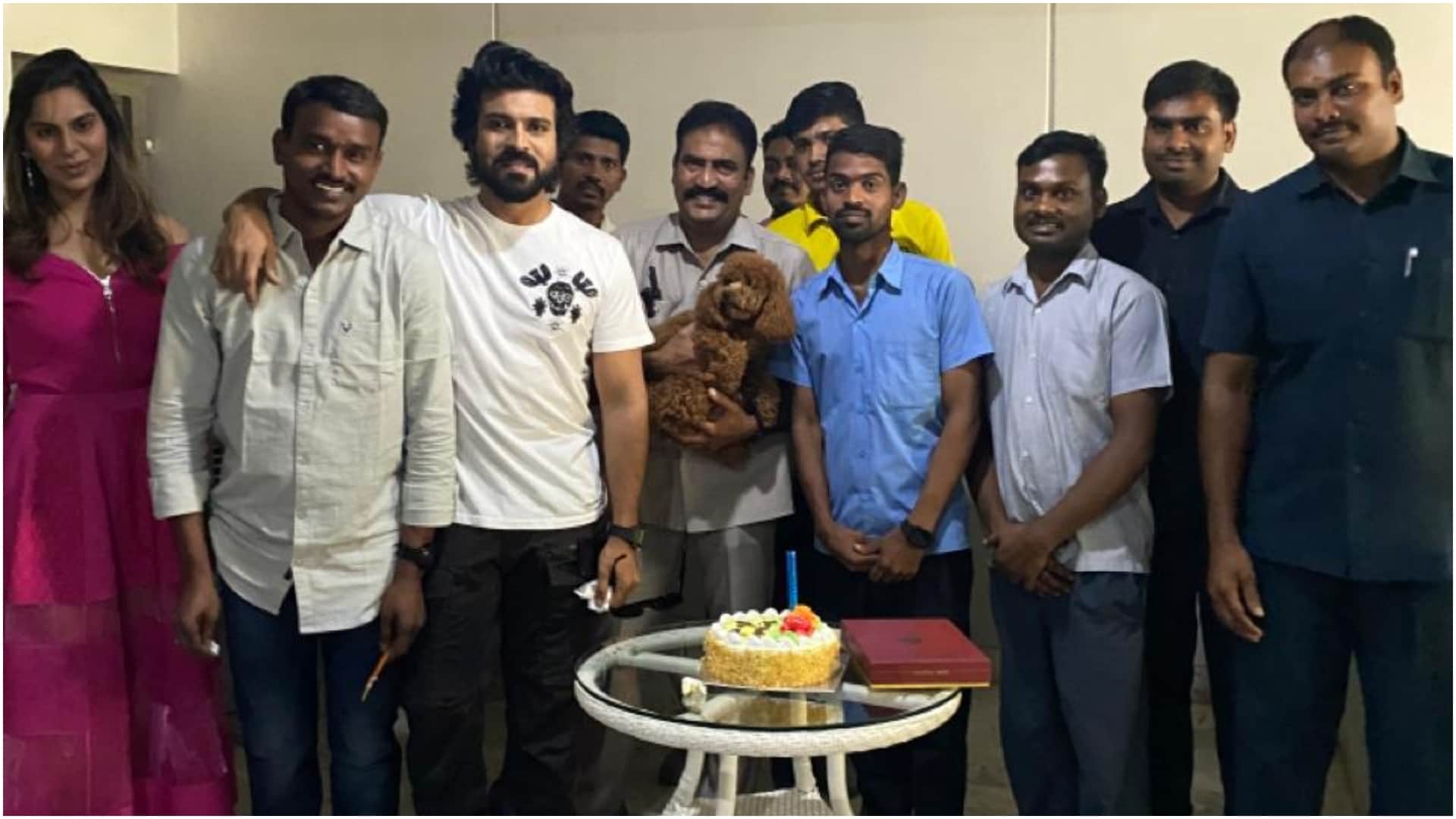 Ram Charan Celebrates His Driver Naresh Birthday With Wife, See Photos
