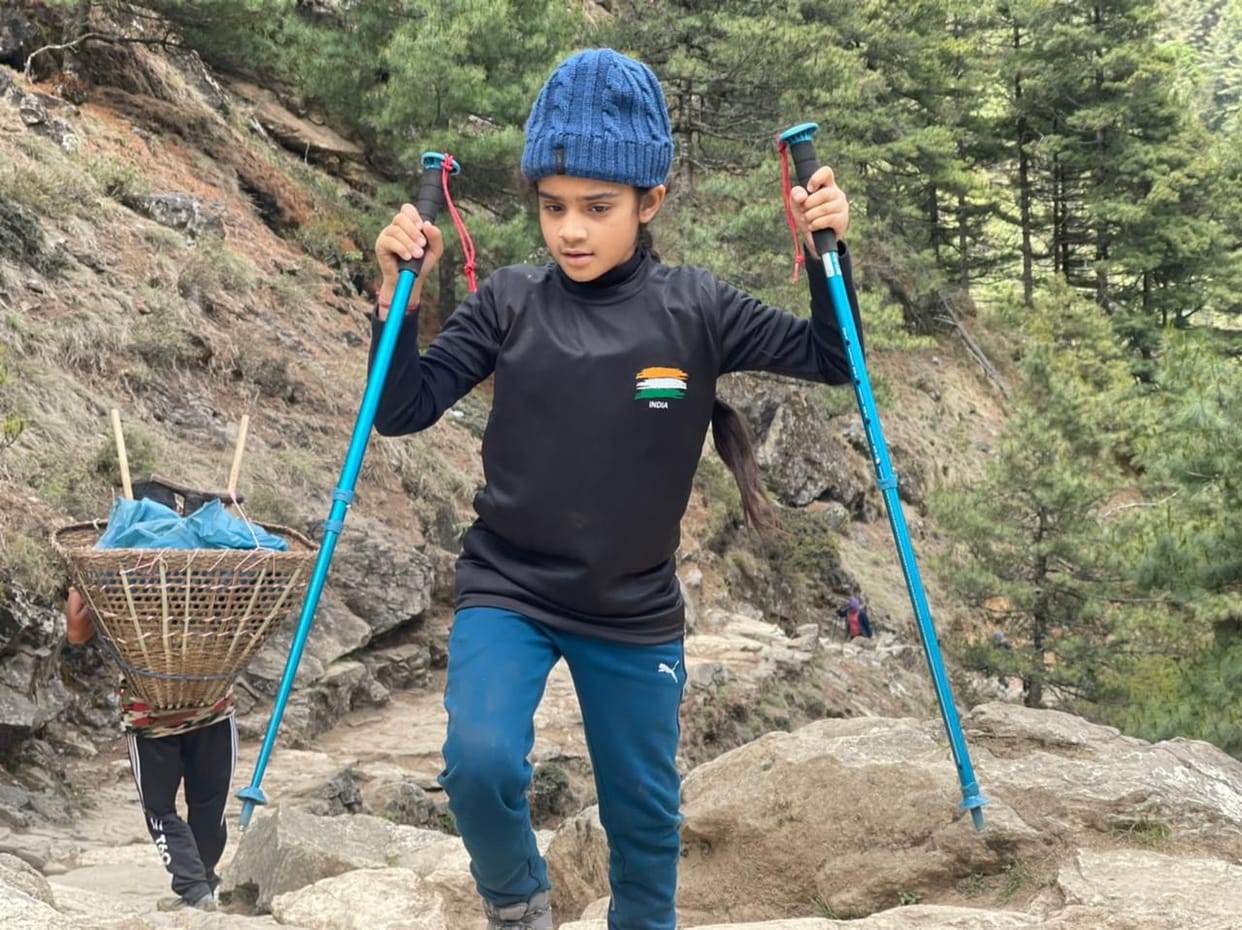 Seven-year-old Saanvi Sood preparing to reach Mount Everest's base camp