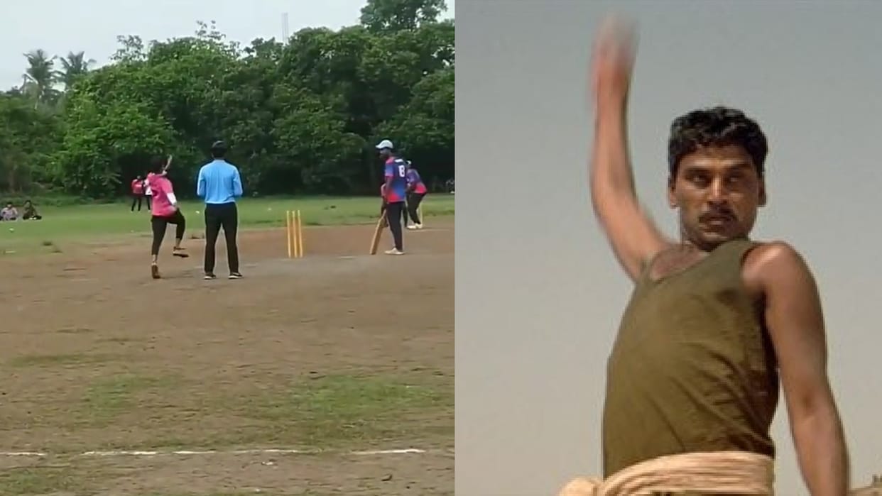 Unorthodox Bowling Action of a player gets michael vaughan attention who bowls like goli of lagaan