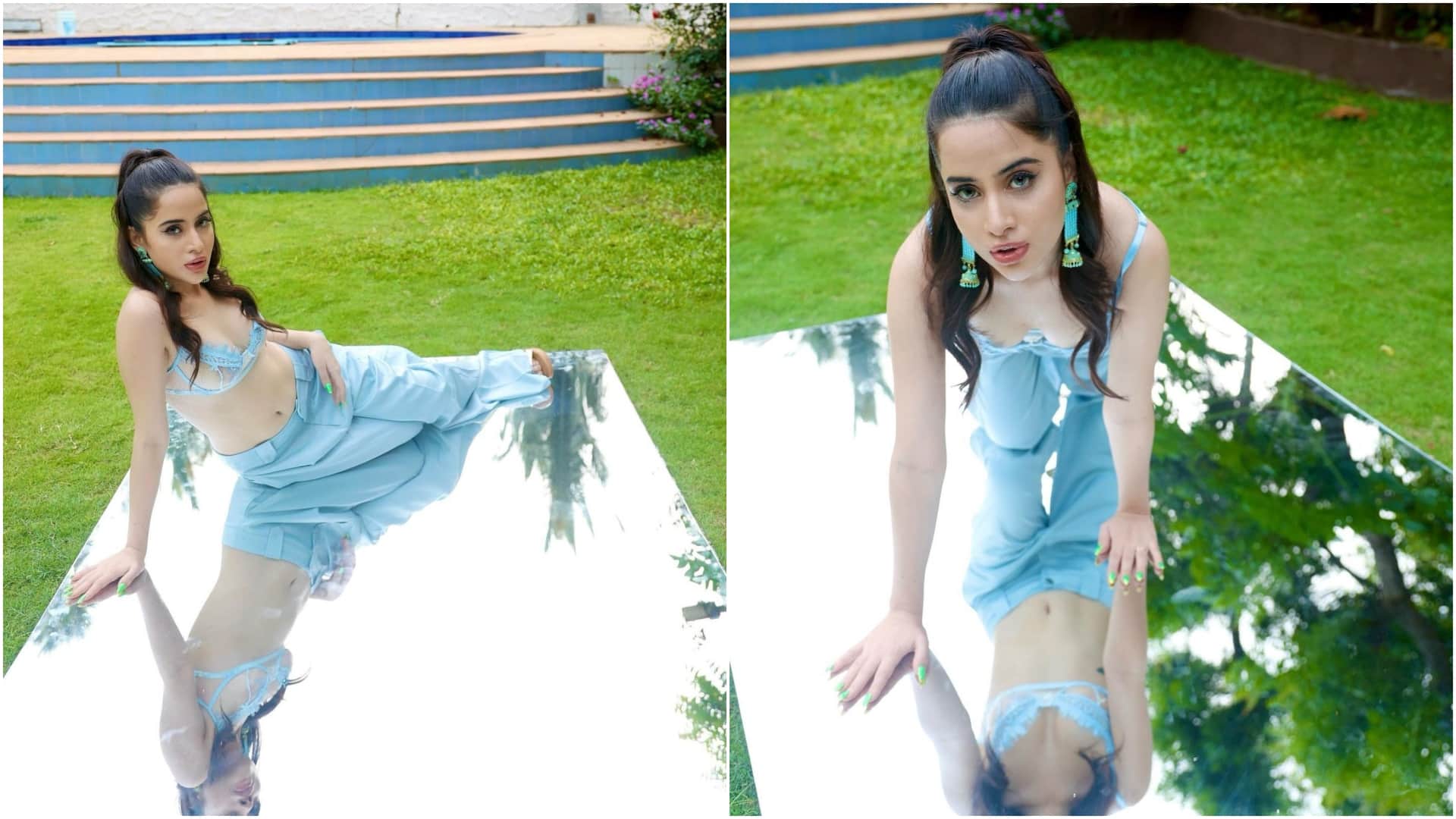 Urfi Javed gets brutally trolled for New video in Blue Front Open dress