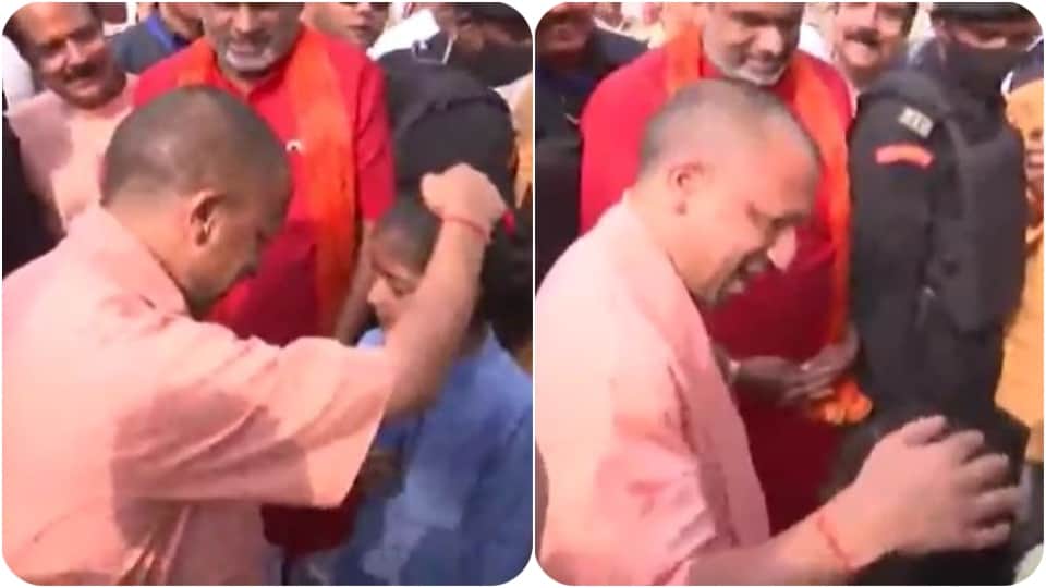 CM Yogi Adityanath blessed the children at Shri Krishna Janmabhoomi in Mathura