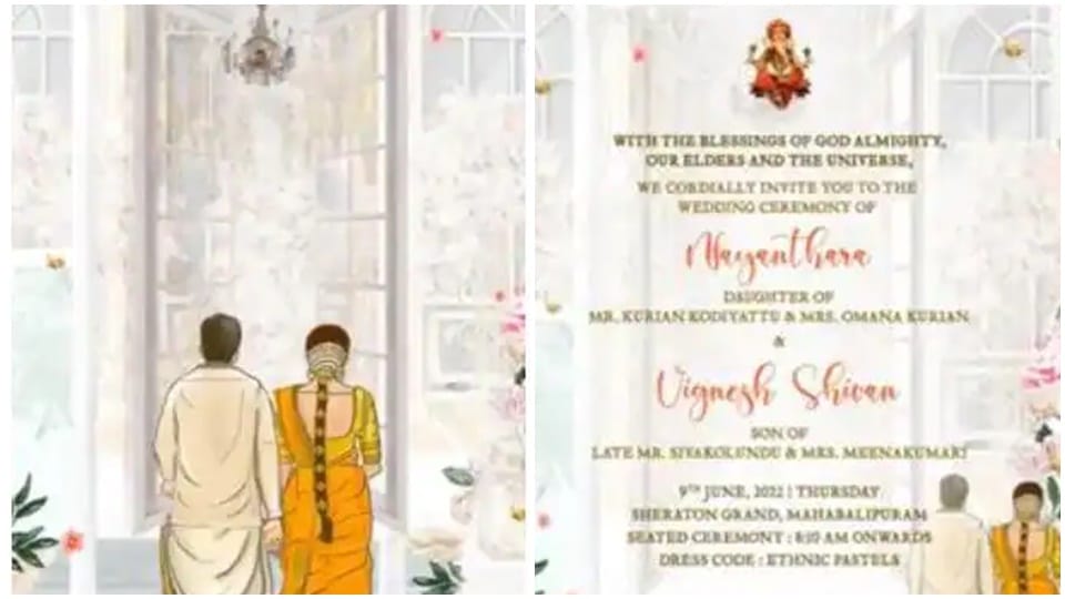 vignesh shivan nayanthara wedding tight security at venue wedding card goes viral on social media