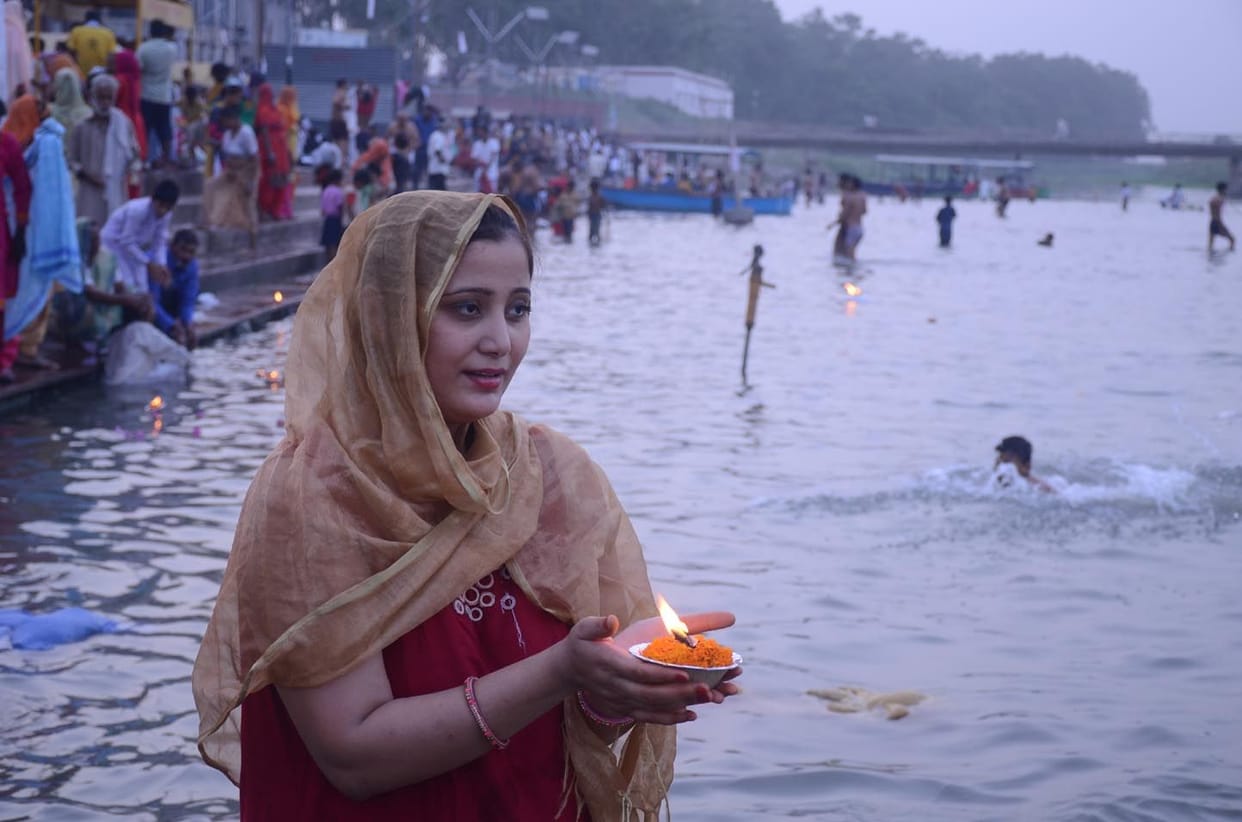 Crowd of devotees gathered in Jyeshtha Ganga Dussehra fair
