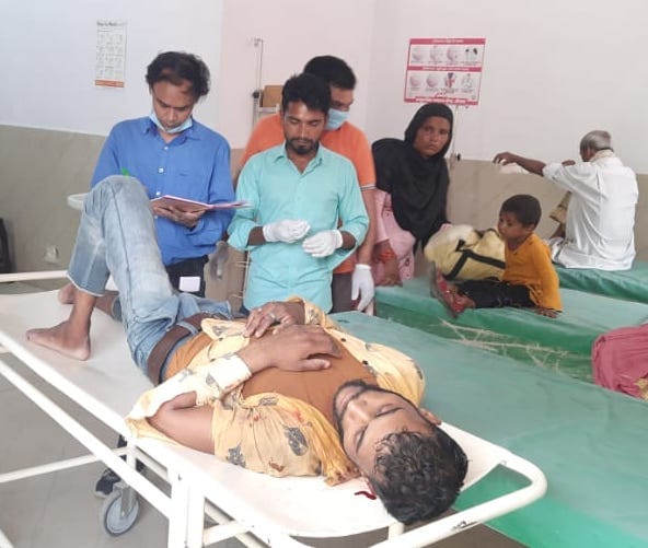 Bike four injured in tractor collision