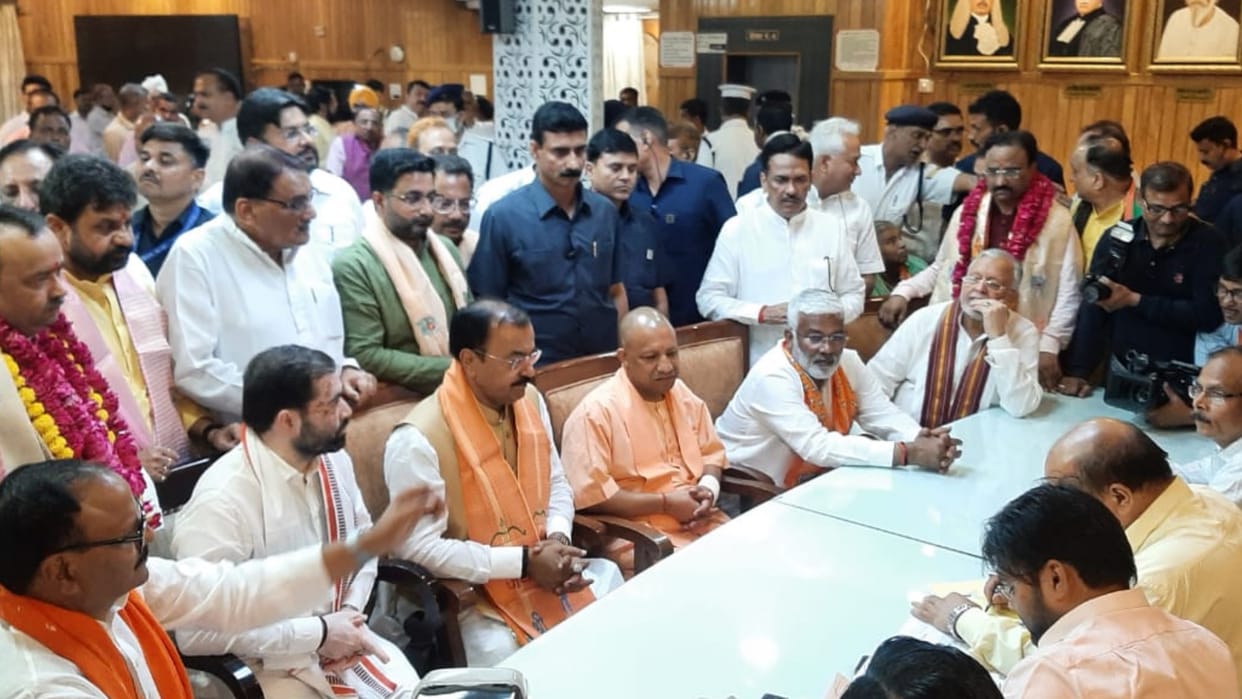 BJP canbdidates file nomination for MLC Election.