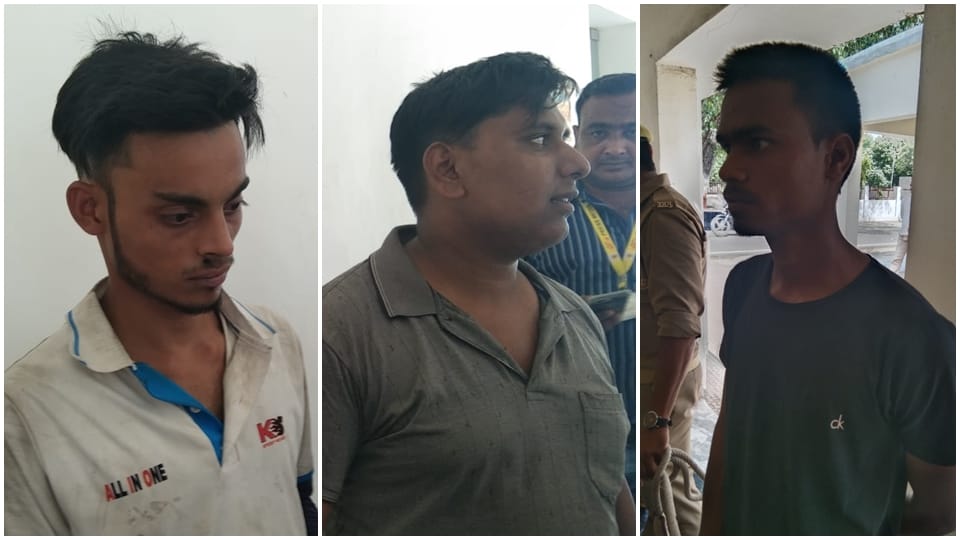 police arrested three man while cutting atm in moradabad