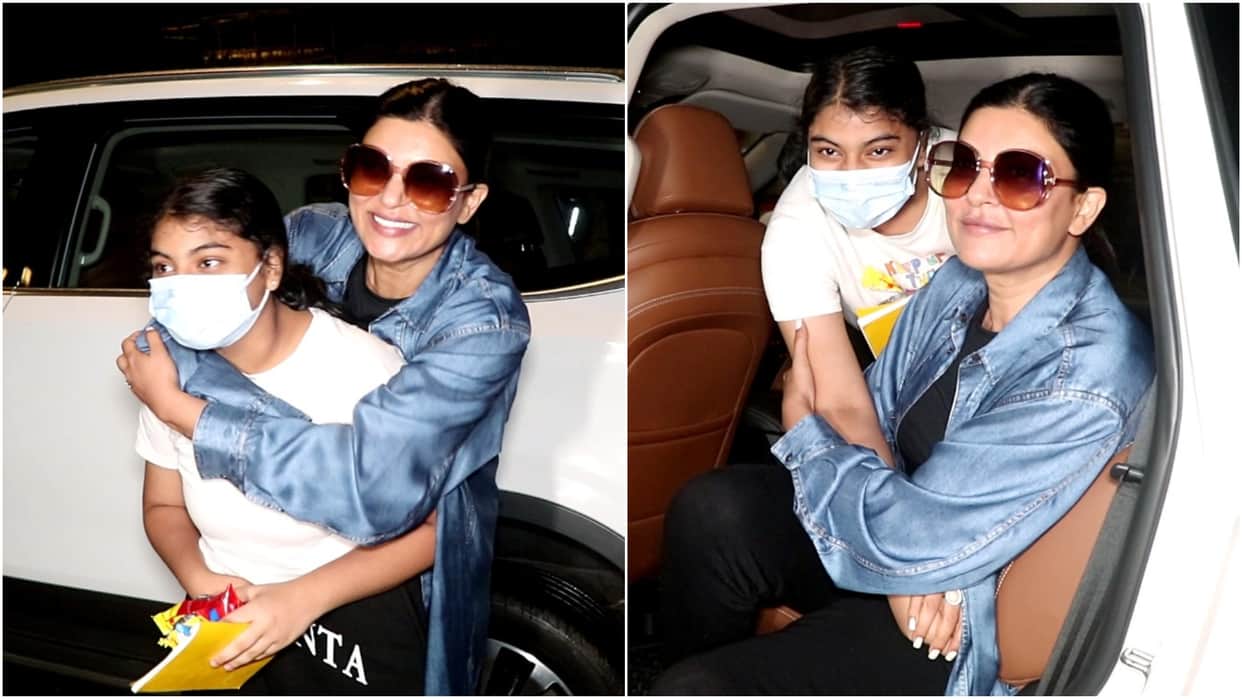 Bollywood Actress Sushmita Sen Showering love on her younger daughter Alisah As She Spotted In Mumbai