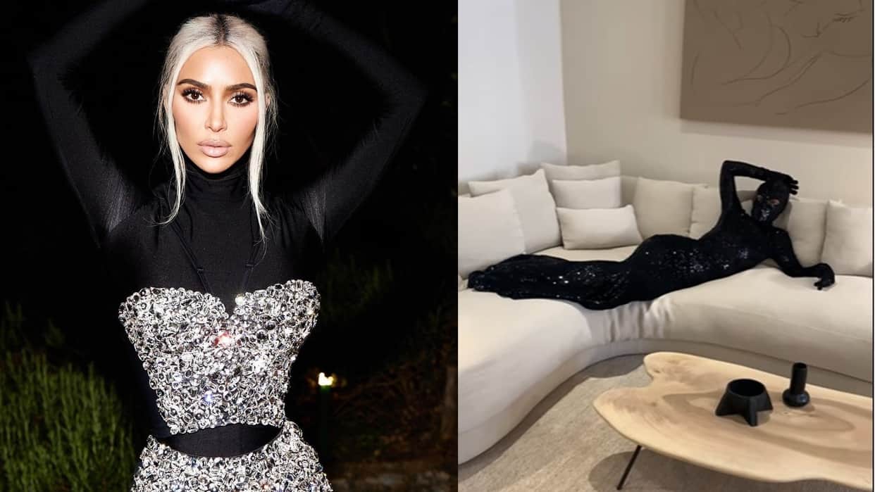 kim kardashian black shimmery dress from head to toe users says American horror story