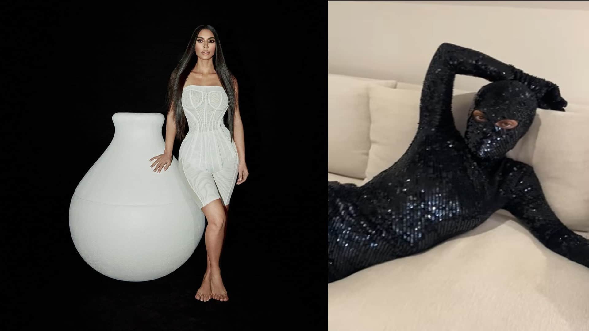 kim kardashian black shimmery dress from head to toe users says American horror story