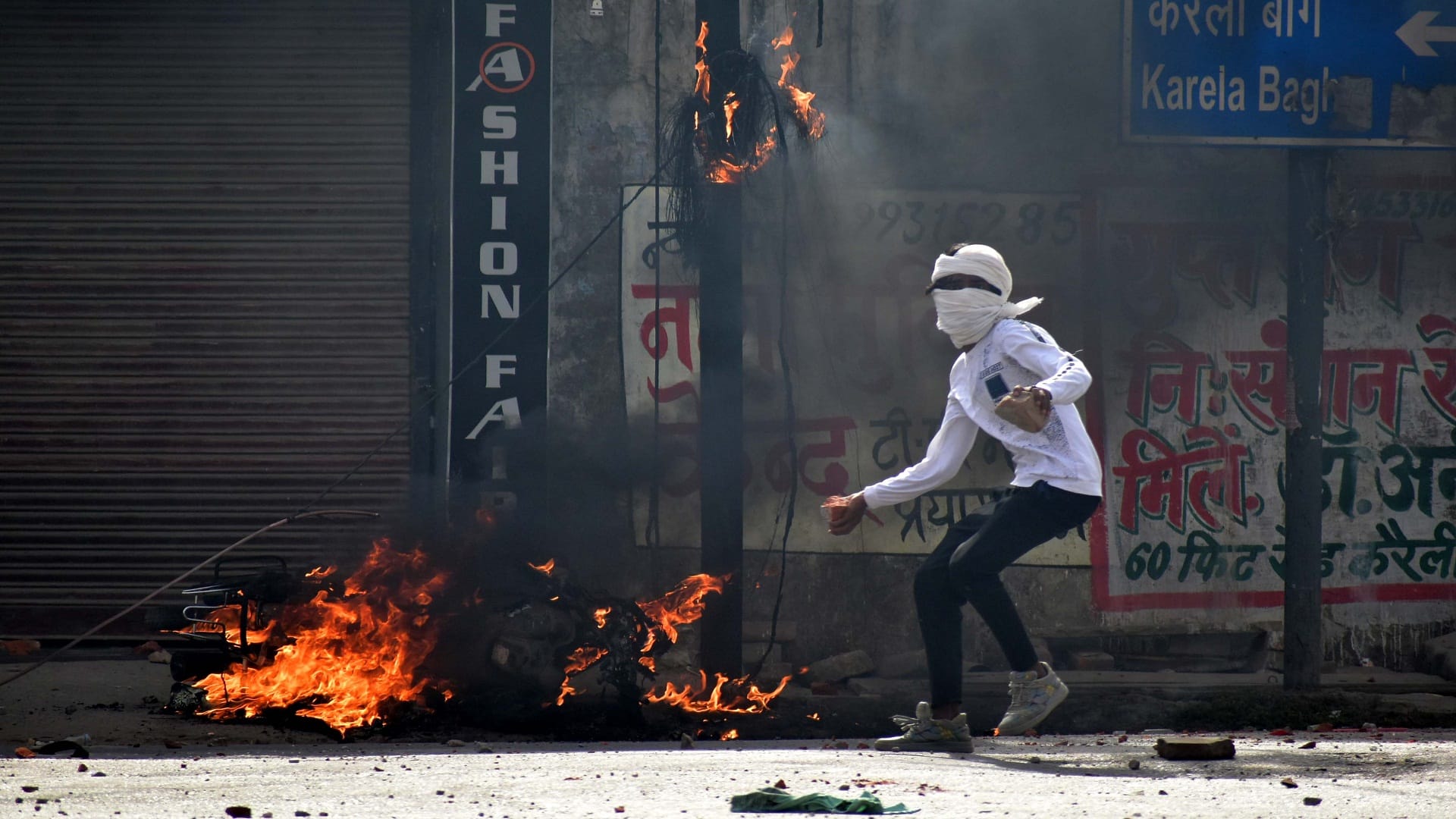 attackers had brought petrol-matches and bombs, the area was shaken by the blasts