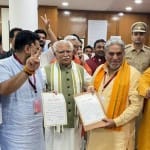 राज्यसभा चुनाव- विजयी उम्मीदवारों के साथ हरियाणा के मुख्यमंत्री मनोहर लाल